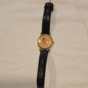 Black and Gold Leather Strap Watch